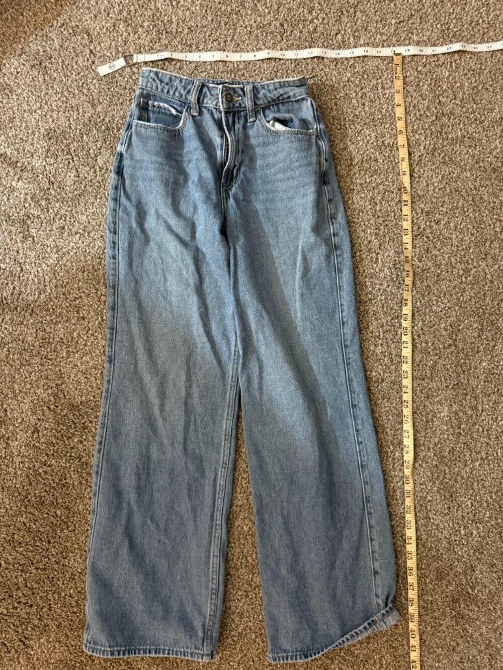Hollister Ultra High Rise Baggy Jeans Womens 000R W23 Light Wash Wide Leg Y2K